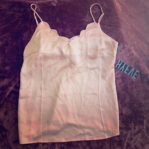 Rose gold pink silk tank top